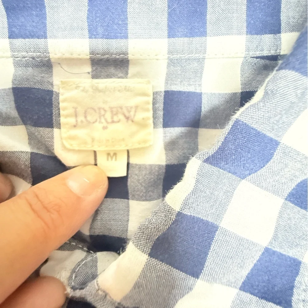 J. Crew Blue and White Plaid Shirt
